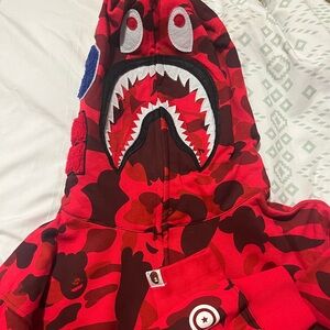 Red Camo Bape Shark Hoodie